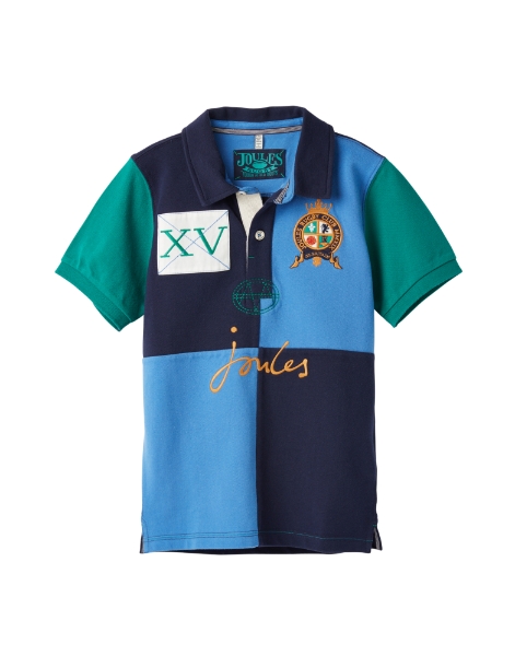 French Navy Joules Junior Whistler Boys Embellished Polo Shirt 