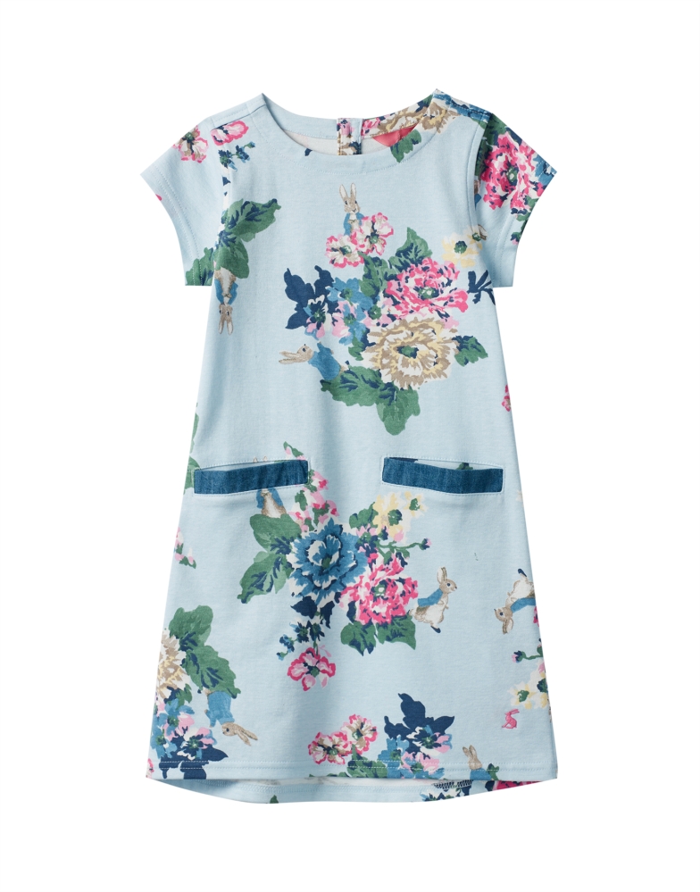 Joules PATCH Pocket Dress- Light Blue Rabbit Floral - Hopskotch - Gifts ...